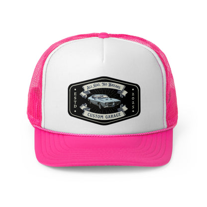 Custom Garage Trucker Cap - All Gas, No Breaks Hat for Car Enthusiasts