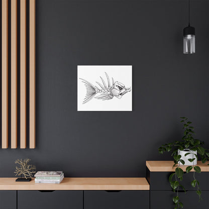 Artistic Fish Skeleton Canvas Print - Unique Home Decor for Ocean Lovers