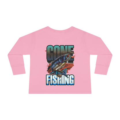 Wishin' I Was Fishin' Toddler Long Sleeve Tee - Fun Fishing Graphic Tee for Kids