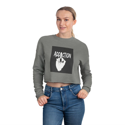 Women's Cropped Sweatshirt - 'Addiction' Graphic Tee