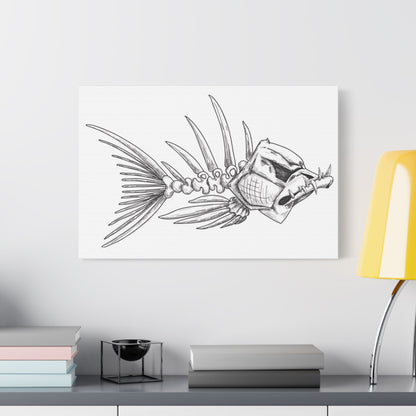 Artistic Fish Skeleton Canvas Print - Unique Home Decor for Ocean Lovers