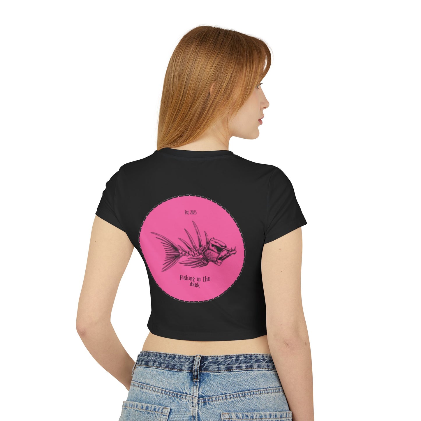 Fishing in the Dark Women's Baby Tee - Fun Graphic Tee for Fishing Enthusiasts