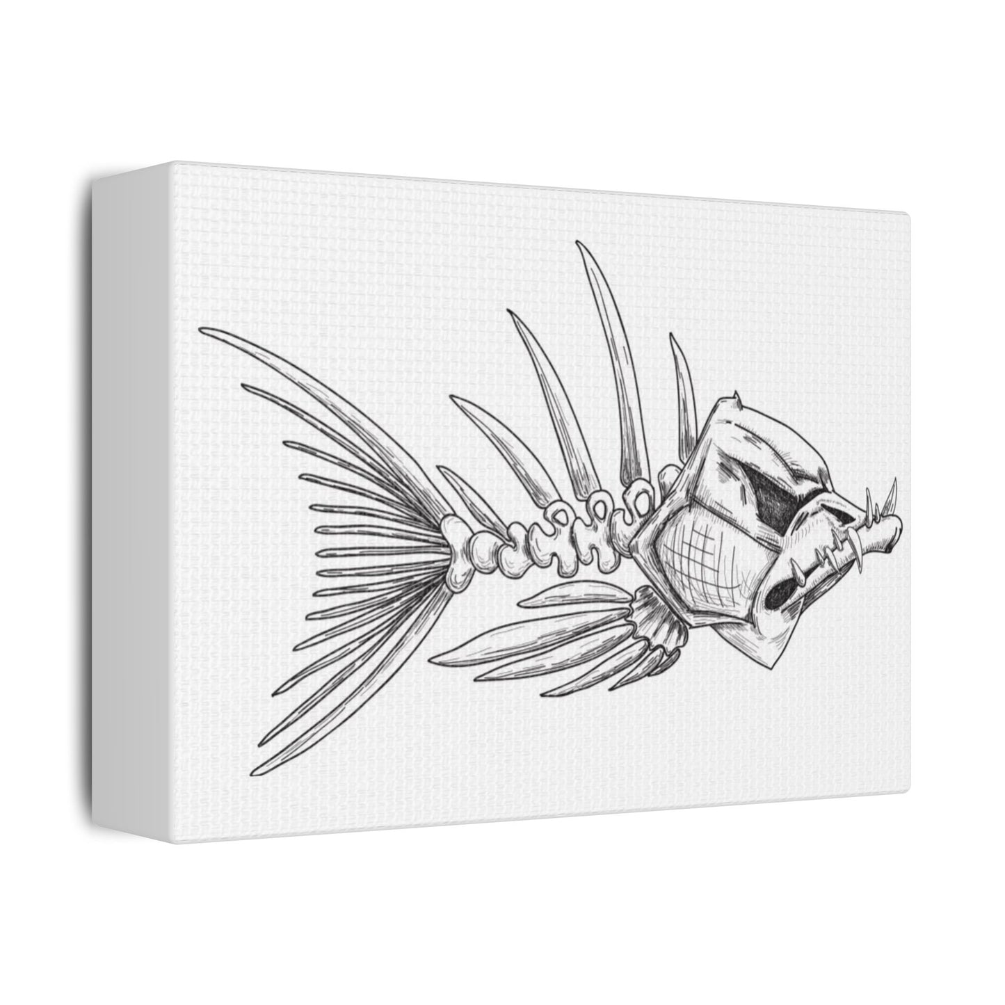 Artistic Fish Skeleton Canvas Print - Unique Home Decor for Ocean Lovers