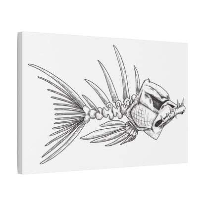 Artistic Fish Skeleton Canvas Print - Unique Home Decor for Ocean Lovers