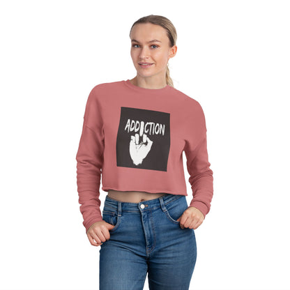 Women's Cropped Sweatshirt - 'Addiction' Graphic Tee