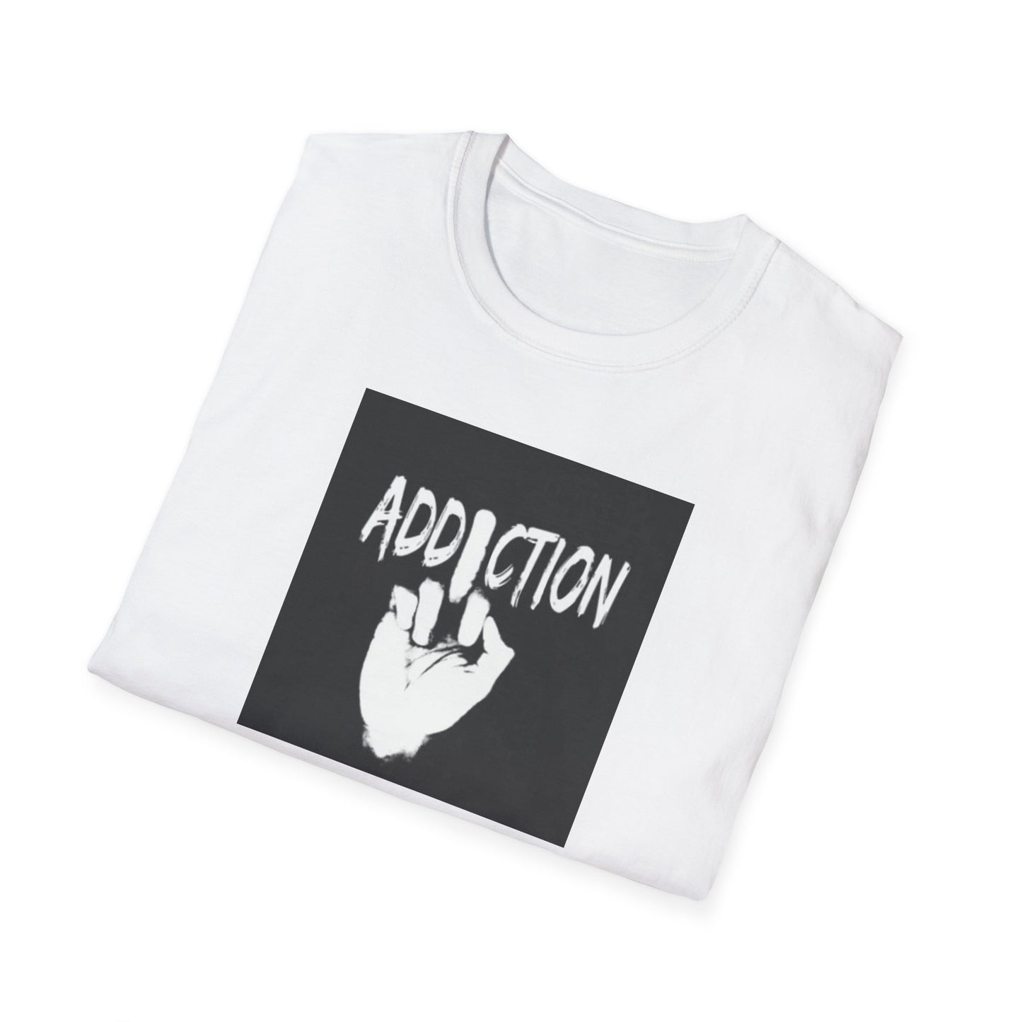 Unisex Softstyle T-Shirt - 'Addiction' Graphic with Skull & Wings Design