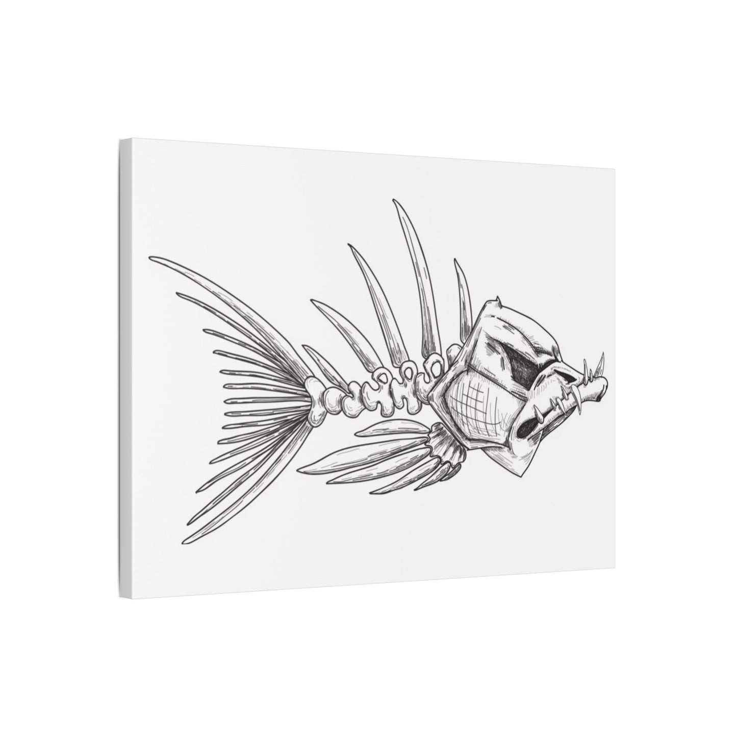 Artistic Fish Skeleton Canvas Print - Unique Home Decor for Ocean Lovers