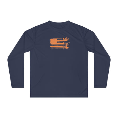 Weekend Hooker Unisex Performance Long Sleeve Shirt - Fishing Apparel with American Flag Design