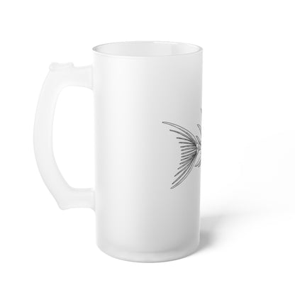 Chic Frosted Glass Beer Mug with Fish Design - Perfect for Parties and Gifting