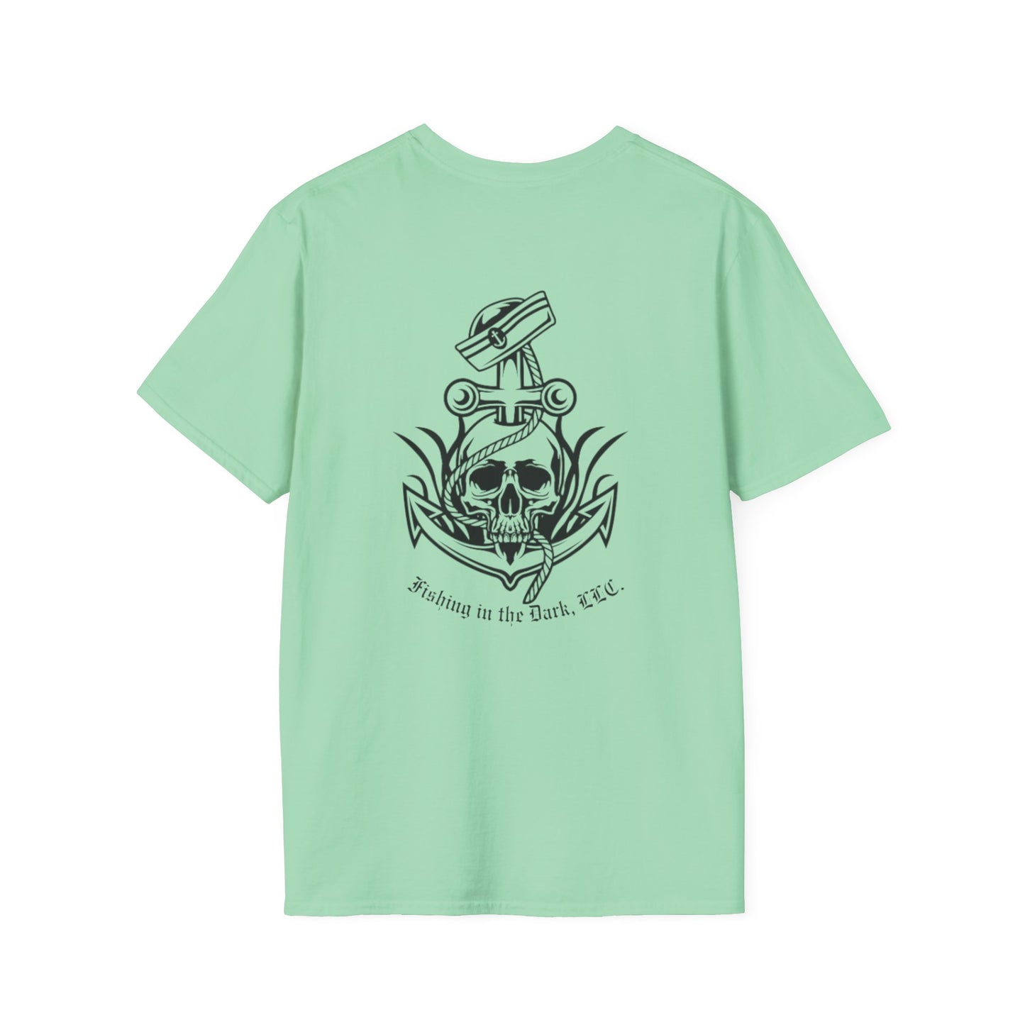 Fishing Enthusiast Unisex Softstyle T-Shirt - 'Fish On' & Skull Design